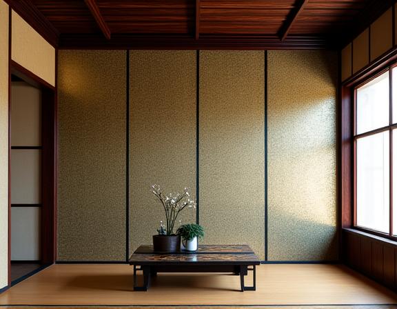京都迎賓館の壁面に施工された豪華なからかみ